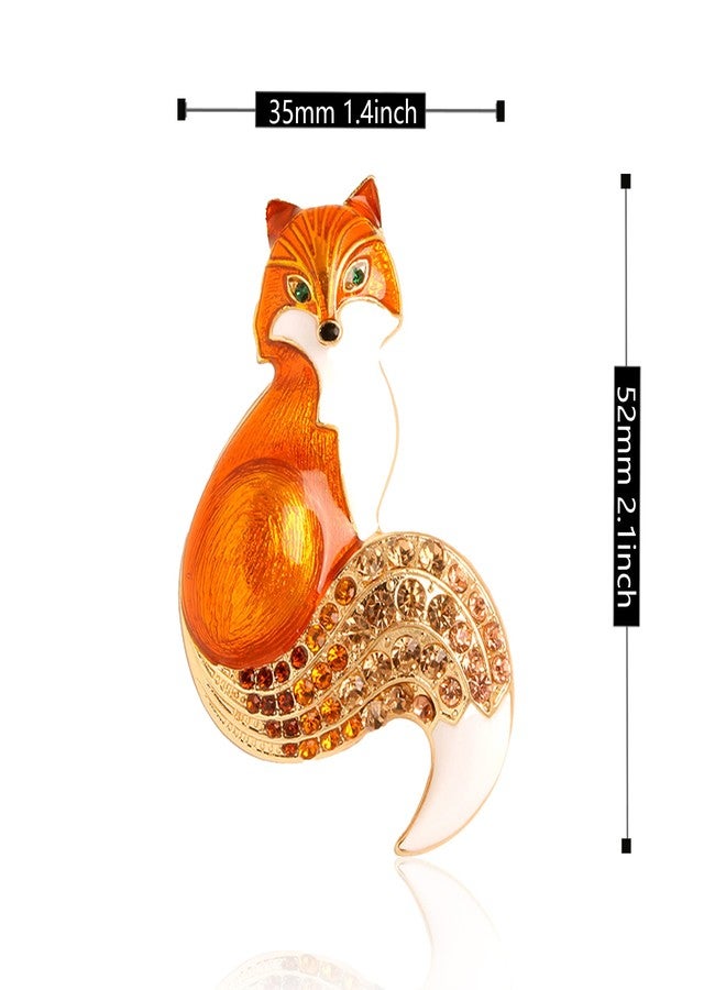 Anmpab Fox Brooch Pins for Women Elegant Enamel Rhinestone Crystal Color Animal Brooches Pin Fashion (Orange) - Image 4